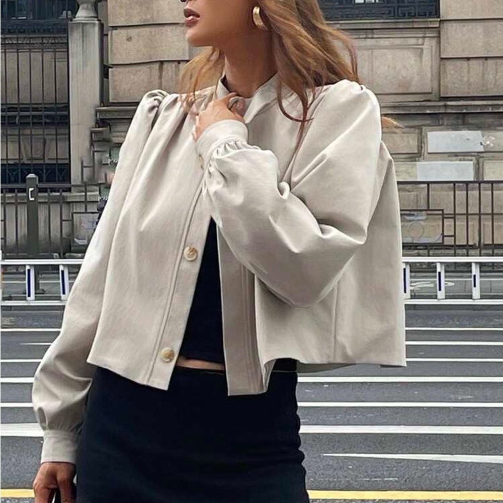 Ivory cream button front fully lined jacket